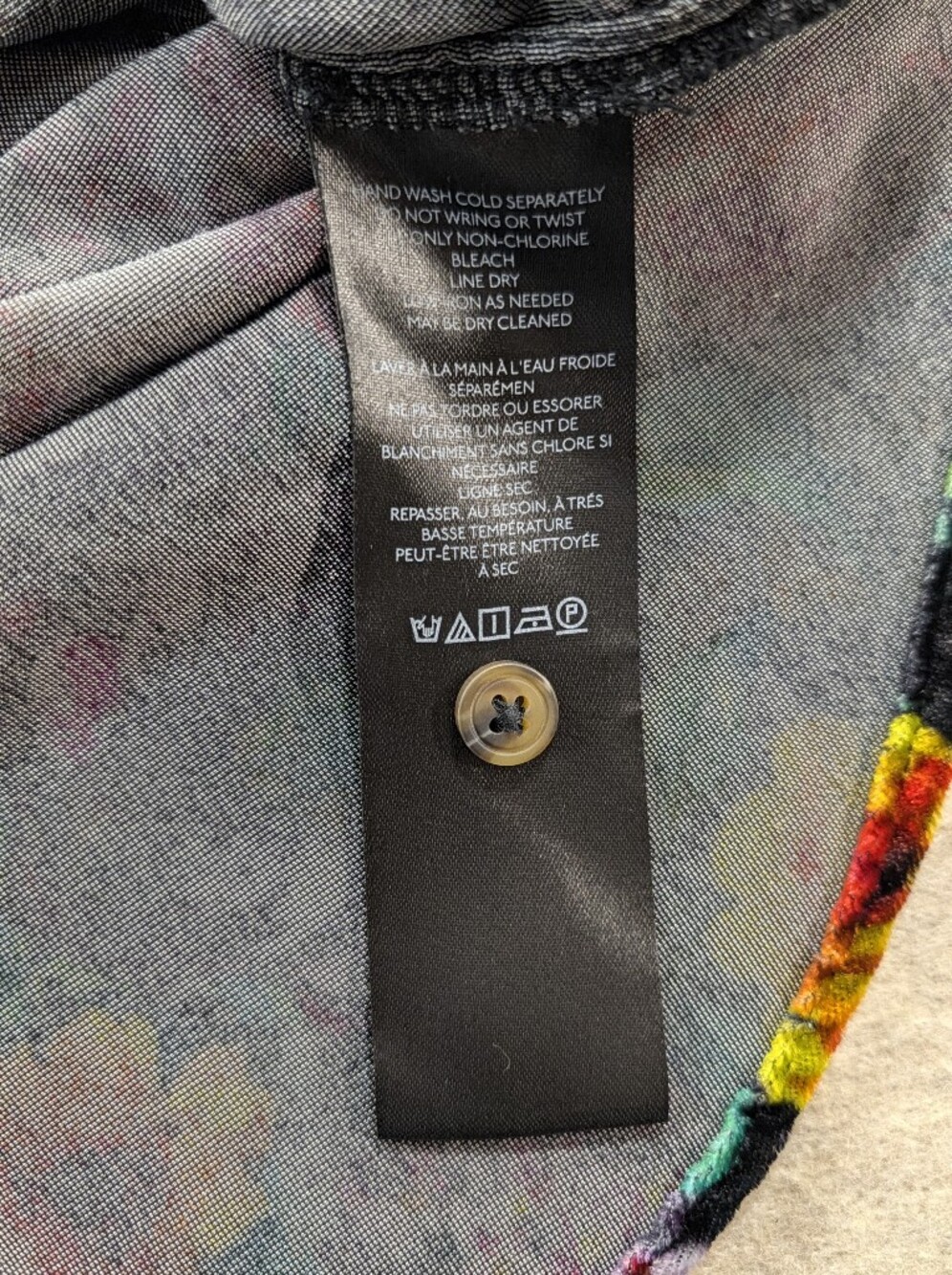 Anthro Pilcro Velvet Button Up Floral Long Sleeve Hadley Relaxed Black Artsy M - Picture 8 of 11